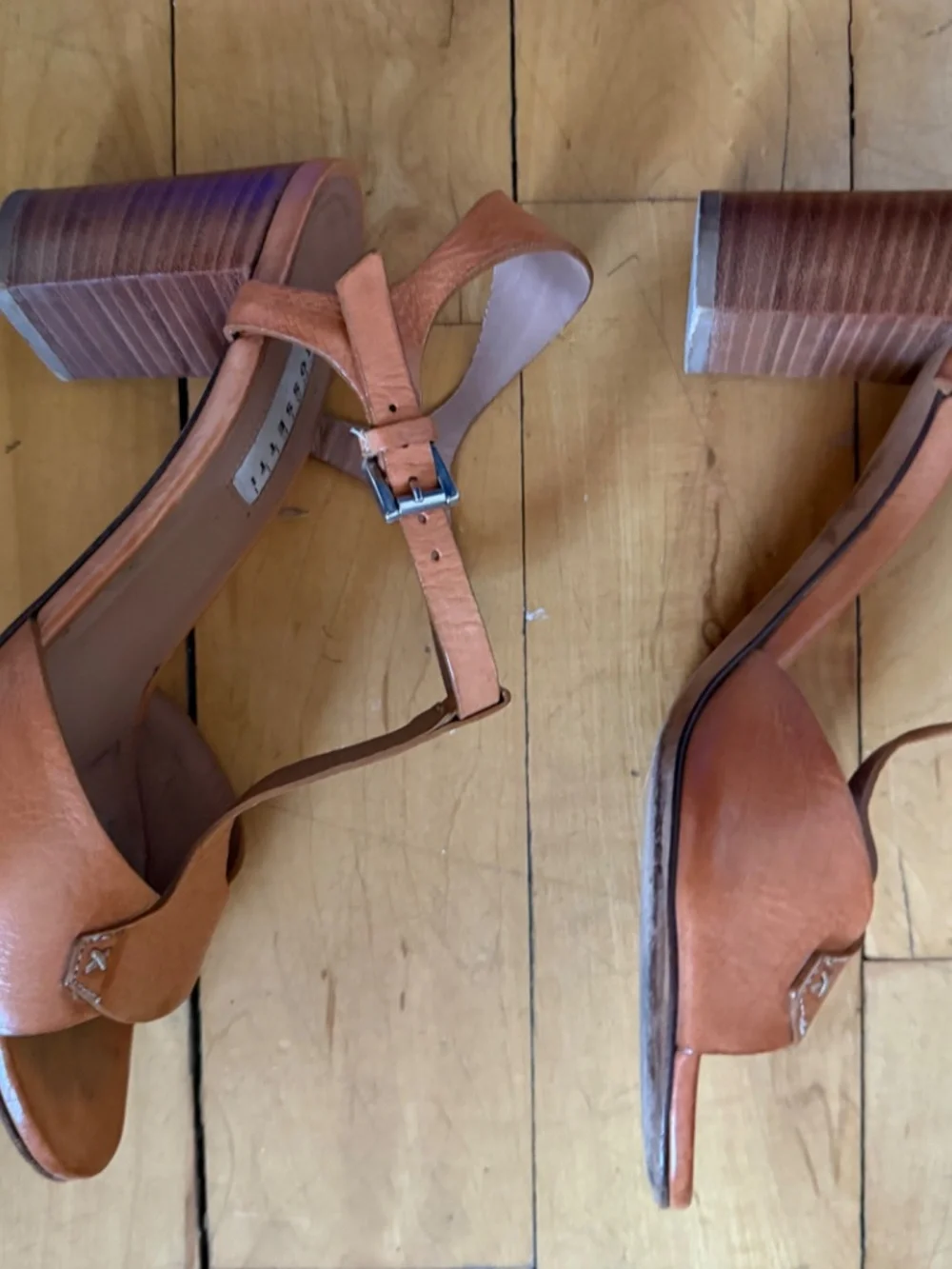 Fratelli Rossetti Siviglia Cognac Leather T-Strap Sandals sz 36